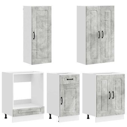 vidaXL Kitchen Unit KALMAR 5 pcs Concrete Grey Engineered Wood