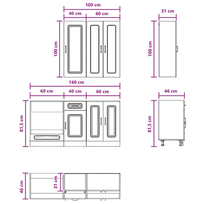 vidaXL Kitchen Unit KALMAR 5 pcs High Gloss White Engineered Wood