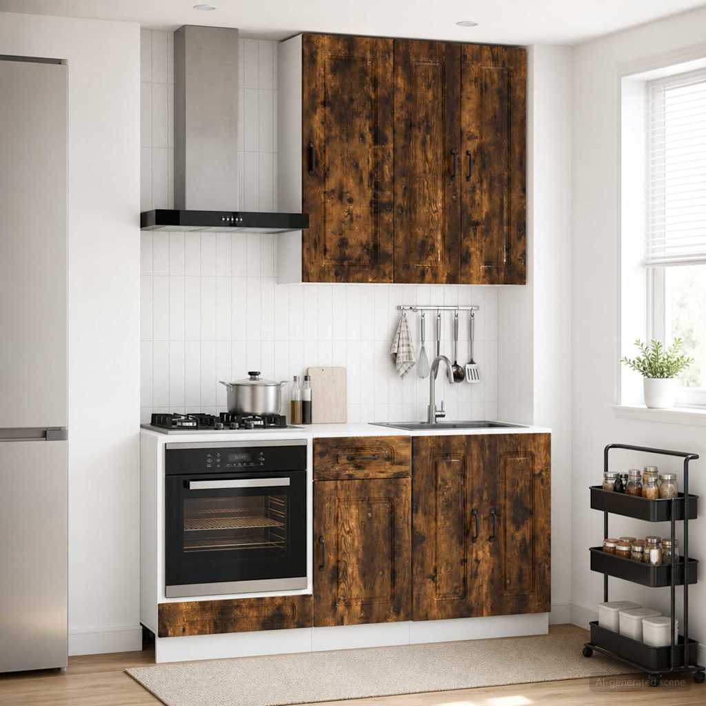vidaXL Kitchen Unit KALMAR 5 pcs Smoked Oak Engineered Wood