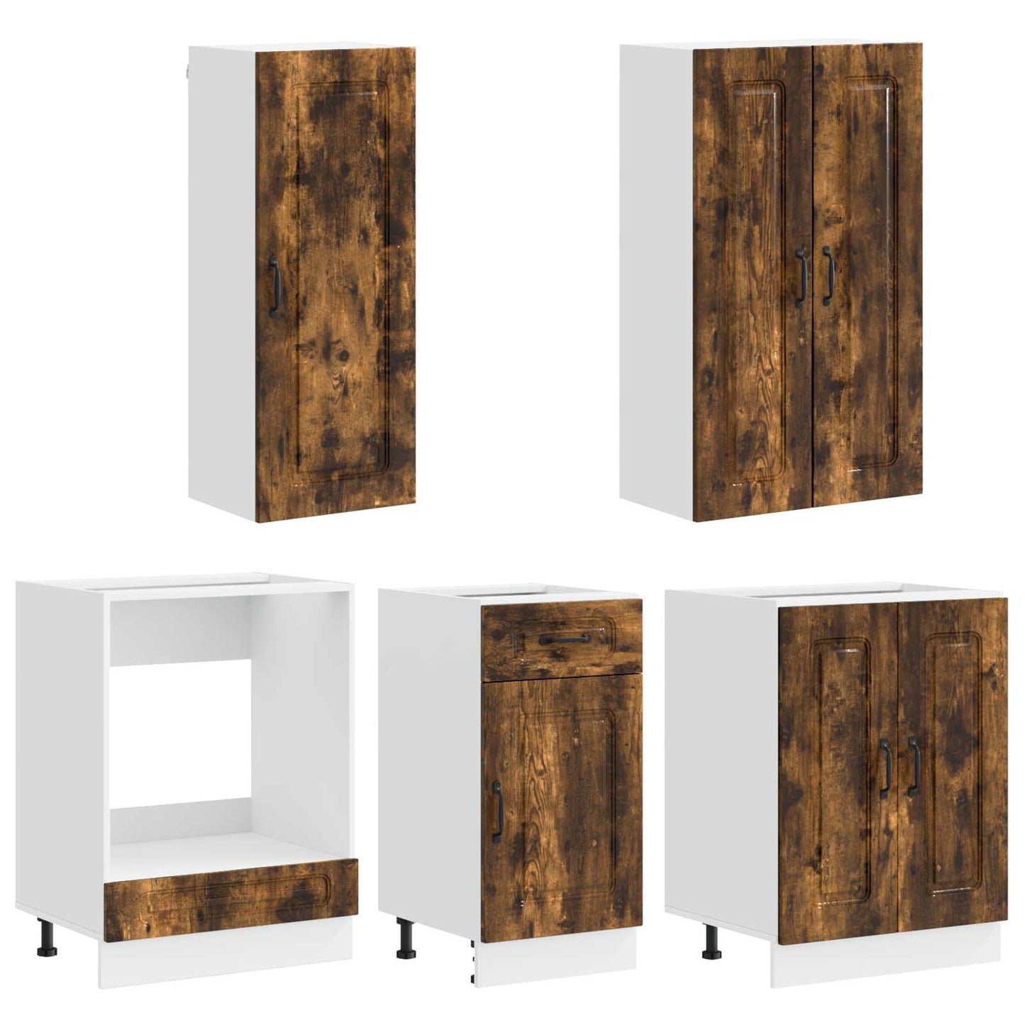 vidaXL Kitchen Unit KALMAR 5 pcs Smoked Oak Engineered Wood