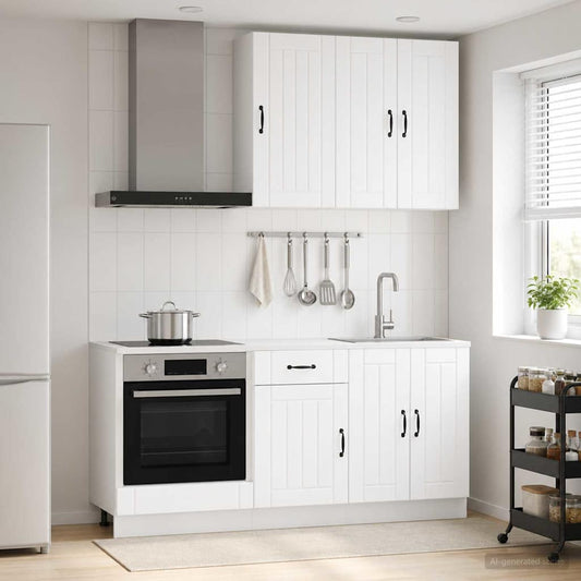 vidaXL Kitchen Unit LUCCA 5 pcs White Engineered Wood