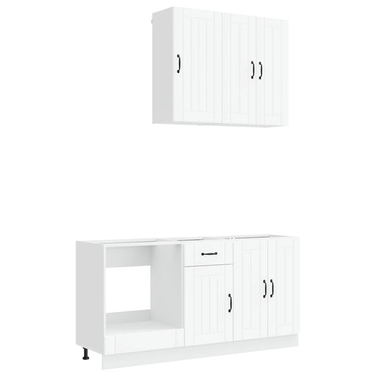 vidaXL Kitchen Unit LUCCA 5 pcs White Engineered Wood