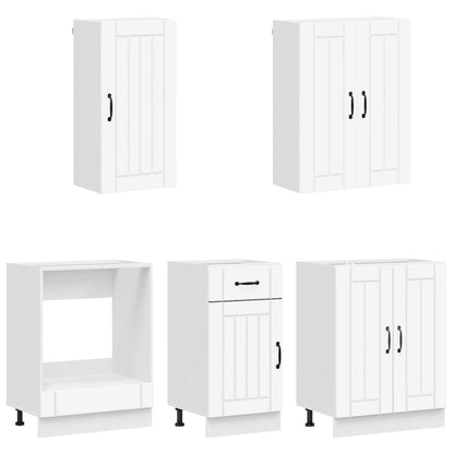vidaXL Kitchen Unit LUCCA 5 pcs White Engineered Wood