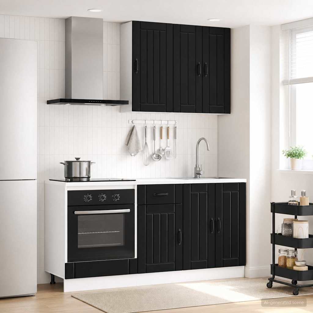 vidaXL Kitchen Unit LUCCA 5 pcs Black Engineered Wood