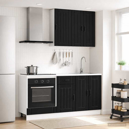 vidaXL Kitchen Unit LUCCA 5 pcs Black Engineered Wood