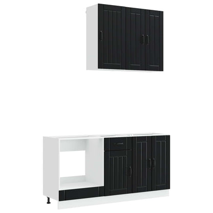 vidaXL Kitchen Unit LUCCA 5 pcs Black Engineered Wood