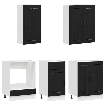 vidaXL Kitchen Unit LUCCA 5 pcs Black Engineered Wood