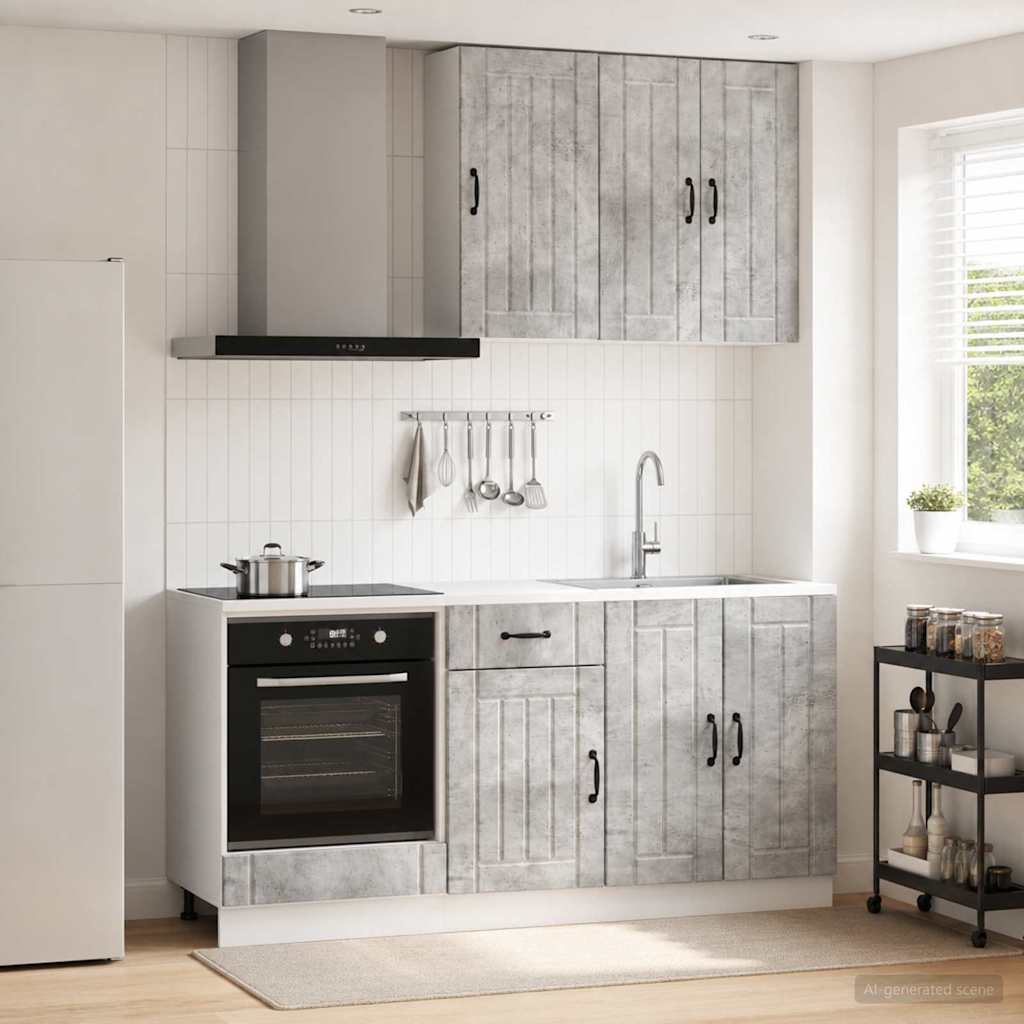 vidaXL Kitchen Unit LUCCA 5 pcs Concrete Grey Engineered Wood