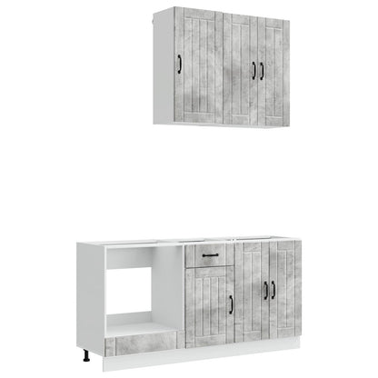 vidaXL Kitchen Unit LUCCA 5 pcs Concrete Grey Engineered Wood