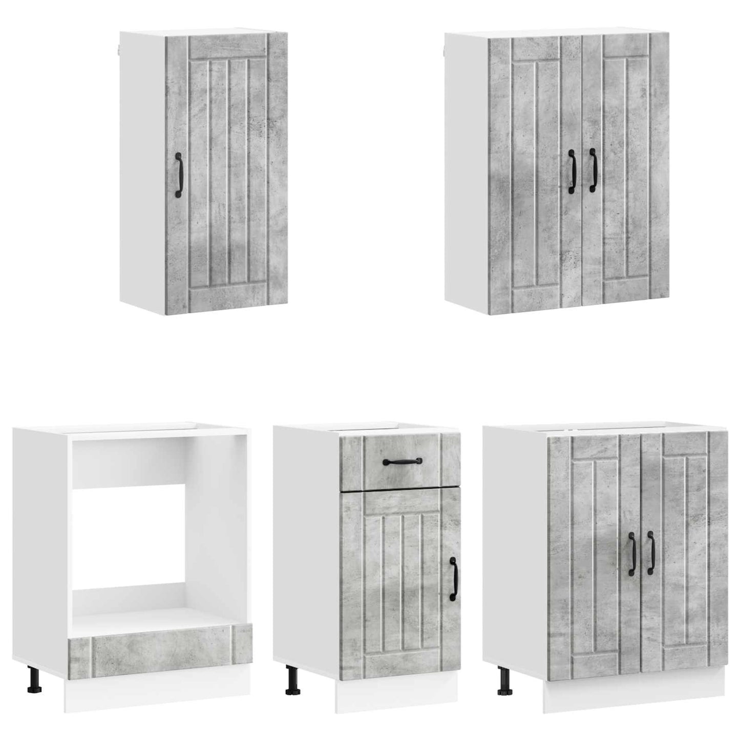 vidaXL Kitchen Unit LUCCA 5 pcs Concrete Grey Engineered Wood
