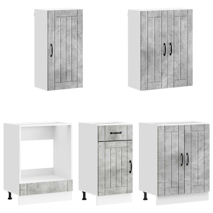 vidaXL Kitchen Unit LUCCA 5 pcs Concrete Grey Engineered Wood