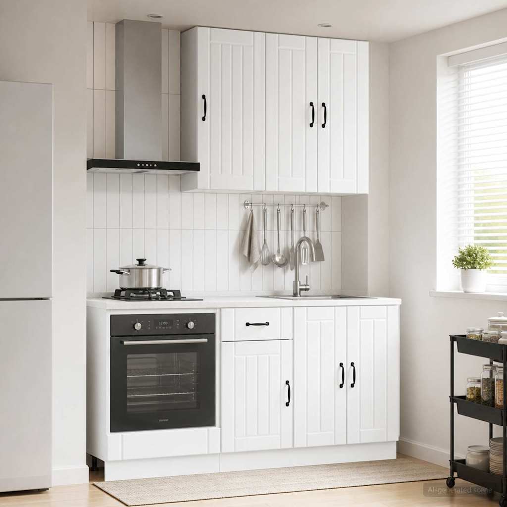 vidaXL Kitchen Unit LUCCA 5 pcs High Gloss White Engineered Wood