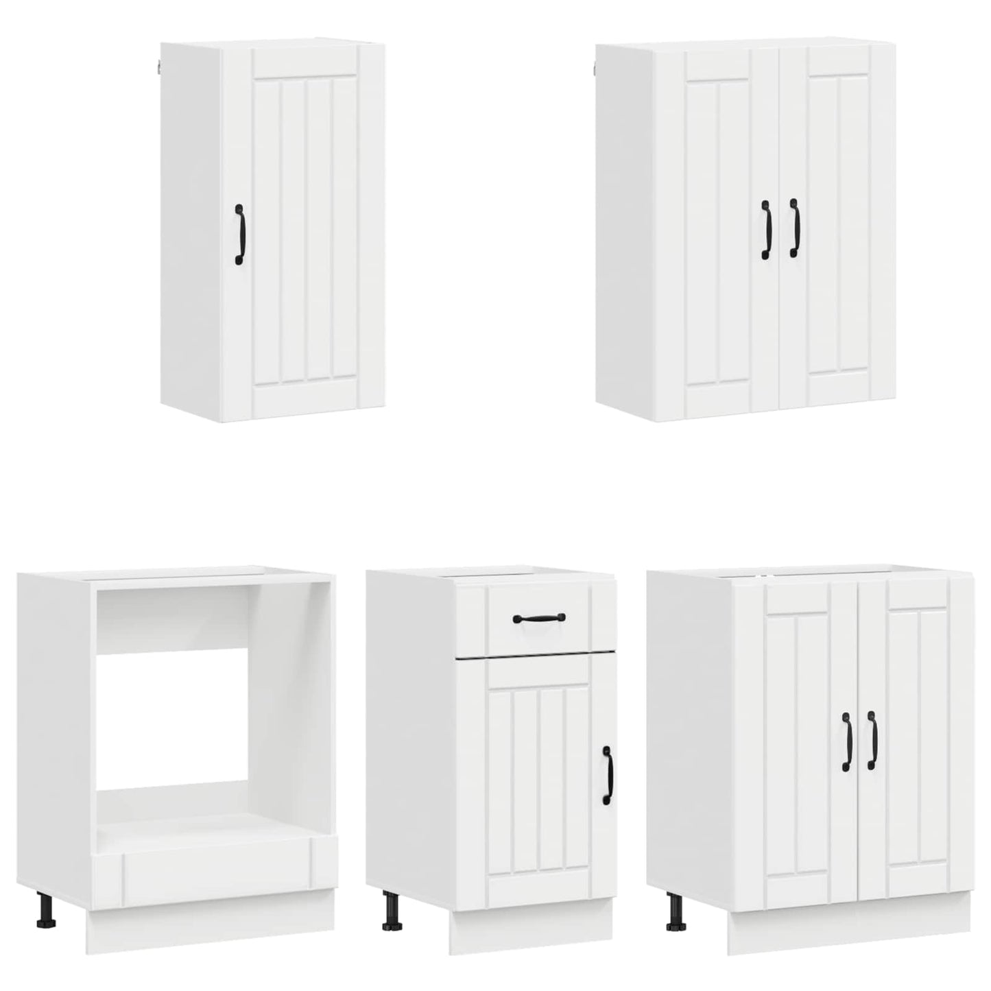 vidaXL Kitchen Unit LUCCA 5 pcs High Gloss White Engineered Wood