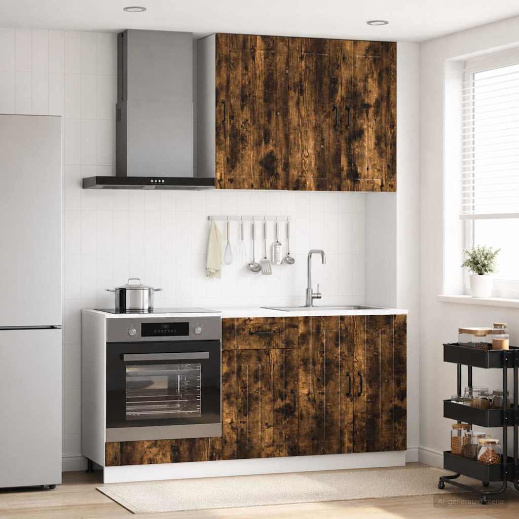 vidaXL Kitchen Unit LUCCA 5 pcs Smoked Oak Engineered Wood