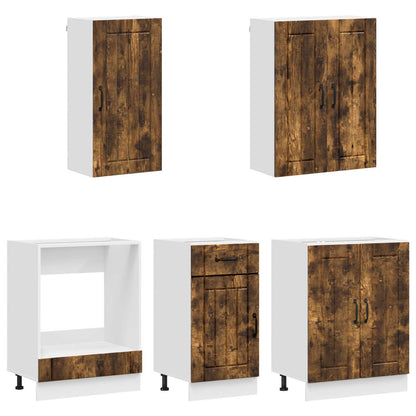 vidaXL Kitchen Unit LUCCA 5 pcs Smoked Oak Engineered Wood