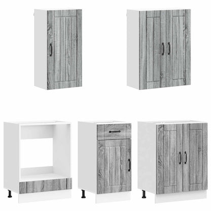 vidaXL Kitchen Unit LUCCA 5 pcs Grey Sonoma Engineered Wood