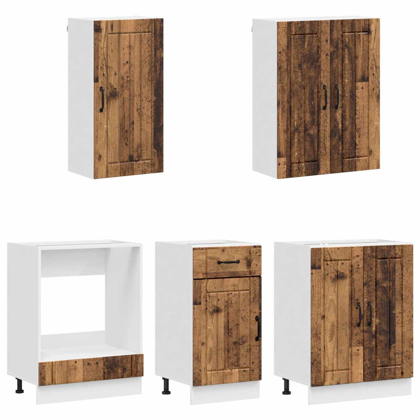 vidaXL Kitchen Unit LUCCA 5 pcs Old Wood Engineered Wood
