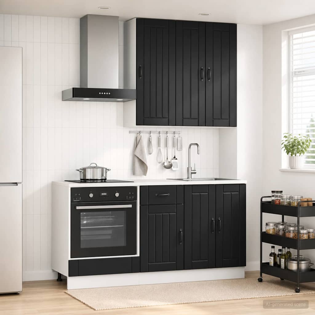 vidaXL Kitchen Unit LUCCA 5 pcs Black Engineered Wood