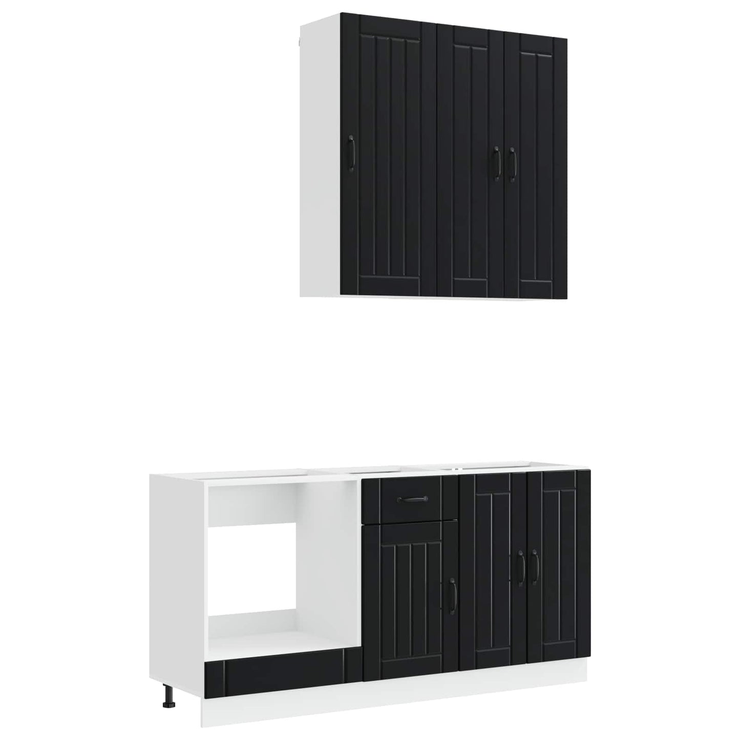 vidaXL Kitchen Unit LUCCA 5 pcs Black Engineered Wood