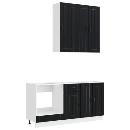 vidaXL Kitchen Unit LUCCA 5 pcs Black Engineered Wood