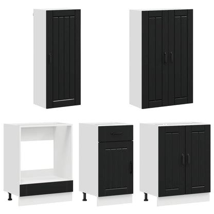 vidaXL Kitchen Unit LUCCA 5 pcs Black Engineered Wood
