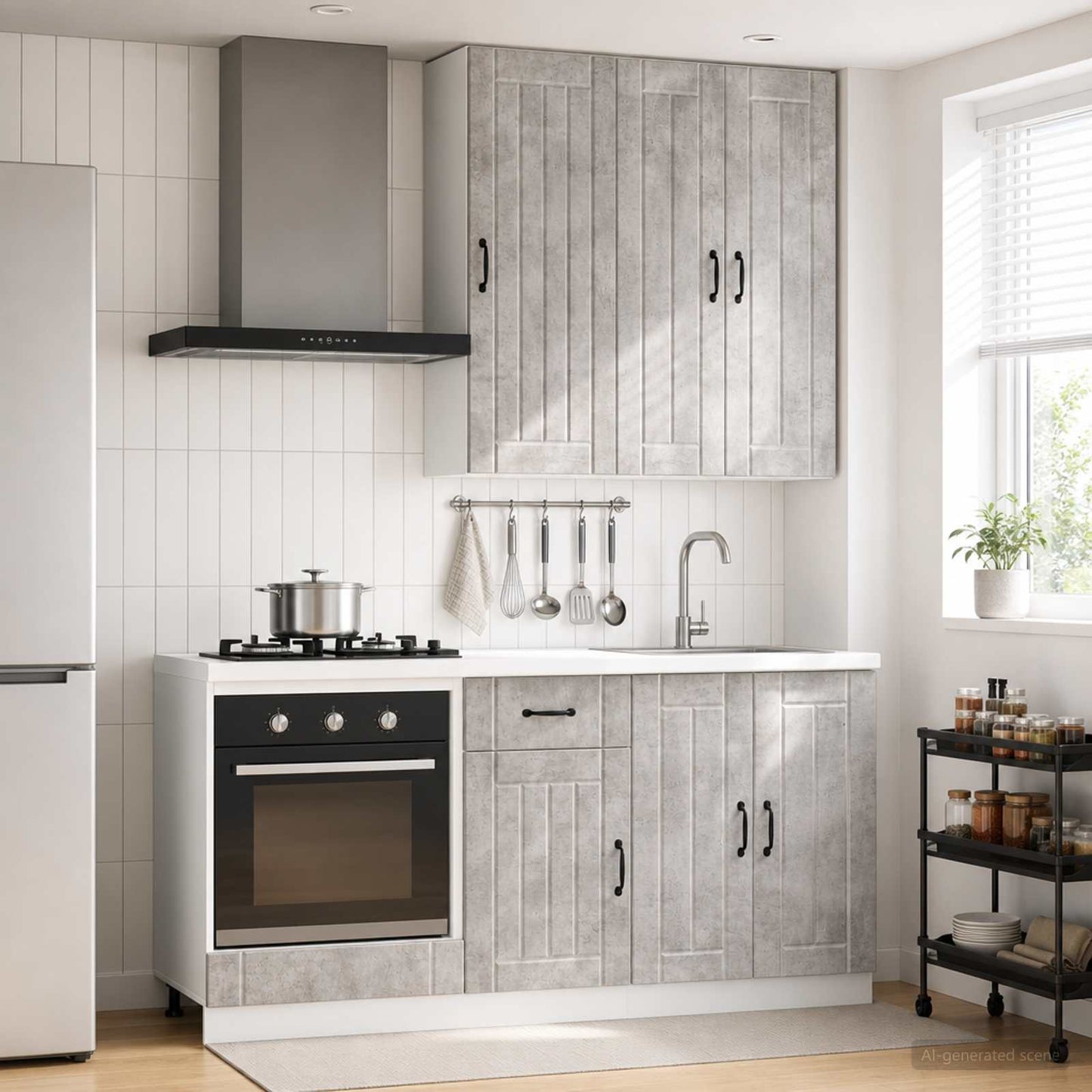 vidaXL Kitchen Unit LUCCA 5 pcs Concrete Grey Engineered Wood