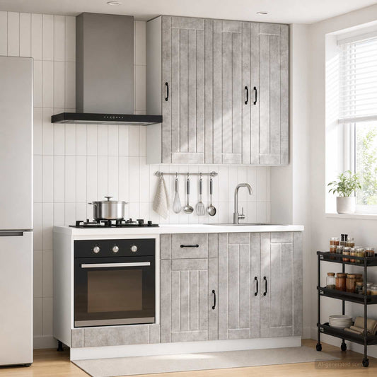 vidaXL Kitchen Unit LUCCA 5 pcs Concrete Grey Engineered Wood