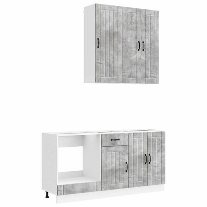 vidaXL Kitchen Unit LUCCA 5 pcs Concrete Grey Engineered Wood