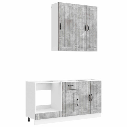 vidaXL Kitchen Unit LUCCA 5 pcs Concrete Grey Engineered Wood