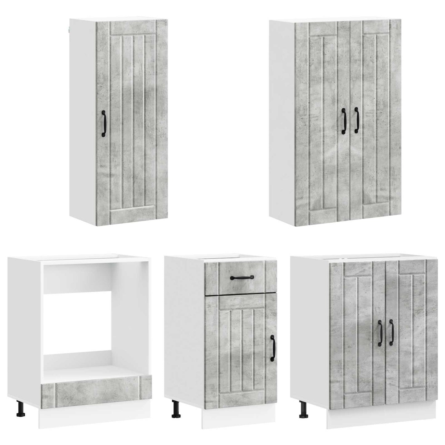 vidaXL Kitchen Unit LUCCA 5 pcs Concrete Grey Engineered Wood