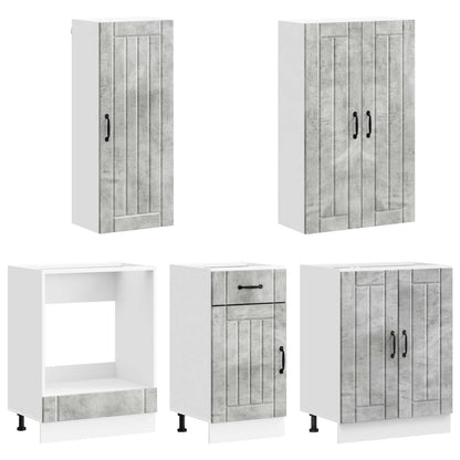 vidaXL Kitchen Unit LUCCA 5 pcs Concrete Grey Engineered Wood