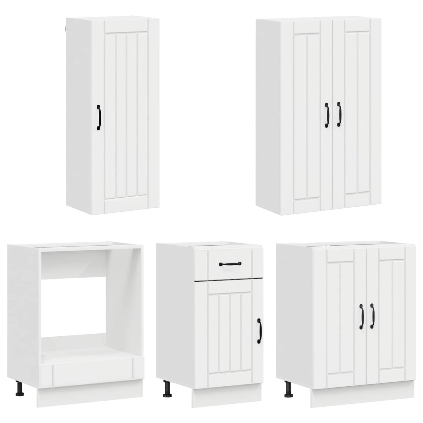 vidaXL Kitchen Unit LUCCA 5 pcs High Gloss White Engineered Wood