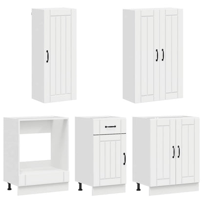 vidaXL Kitchen Unit LUCCA 5 pcs High Gloss White Engineered Wood