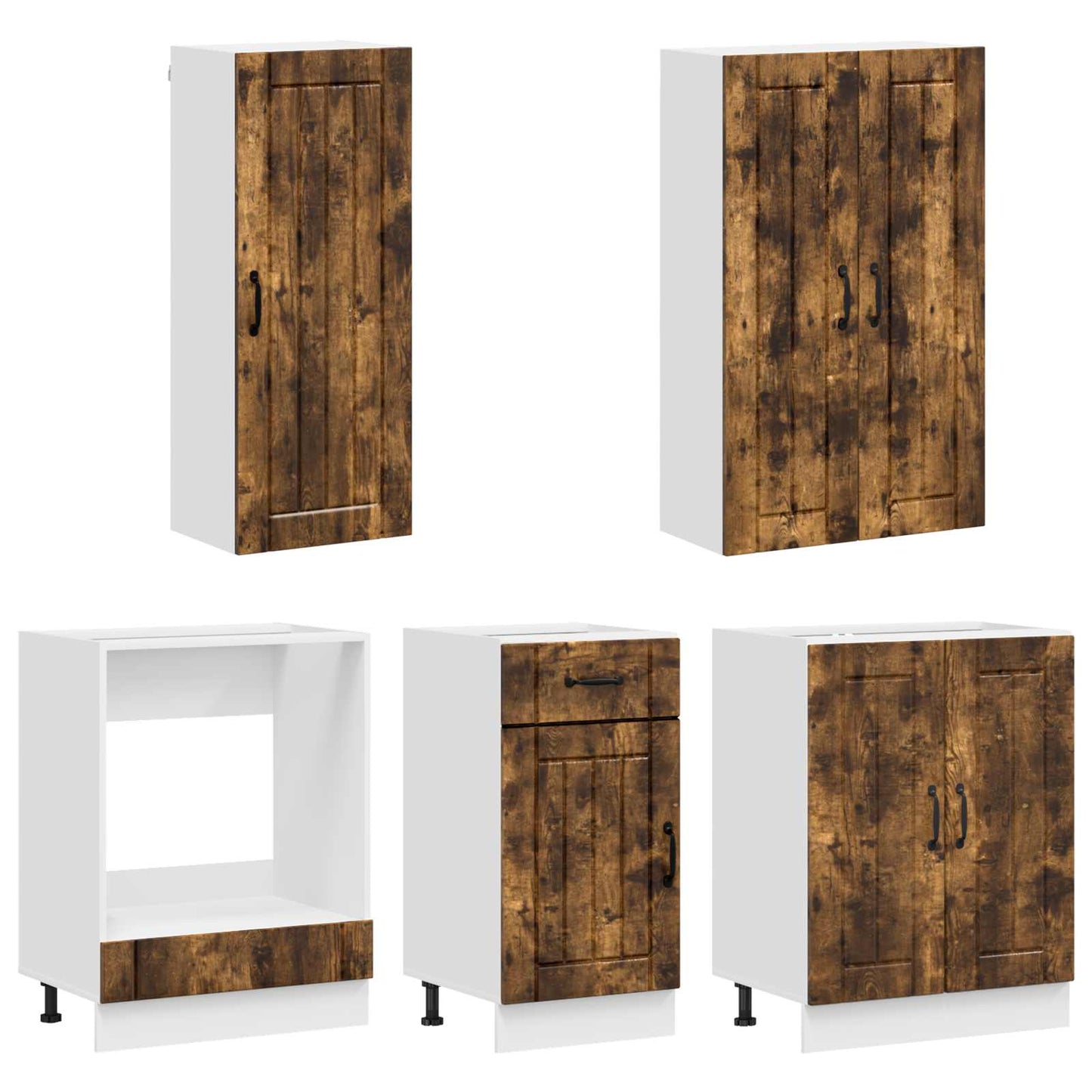 vidaXL Kitchen Unit LUCCA 5 pcs Smoked Oak Engineered Wood