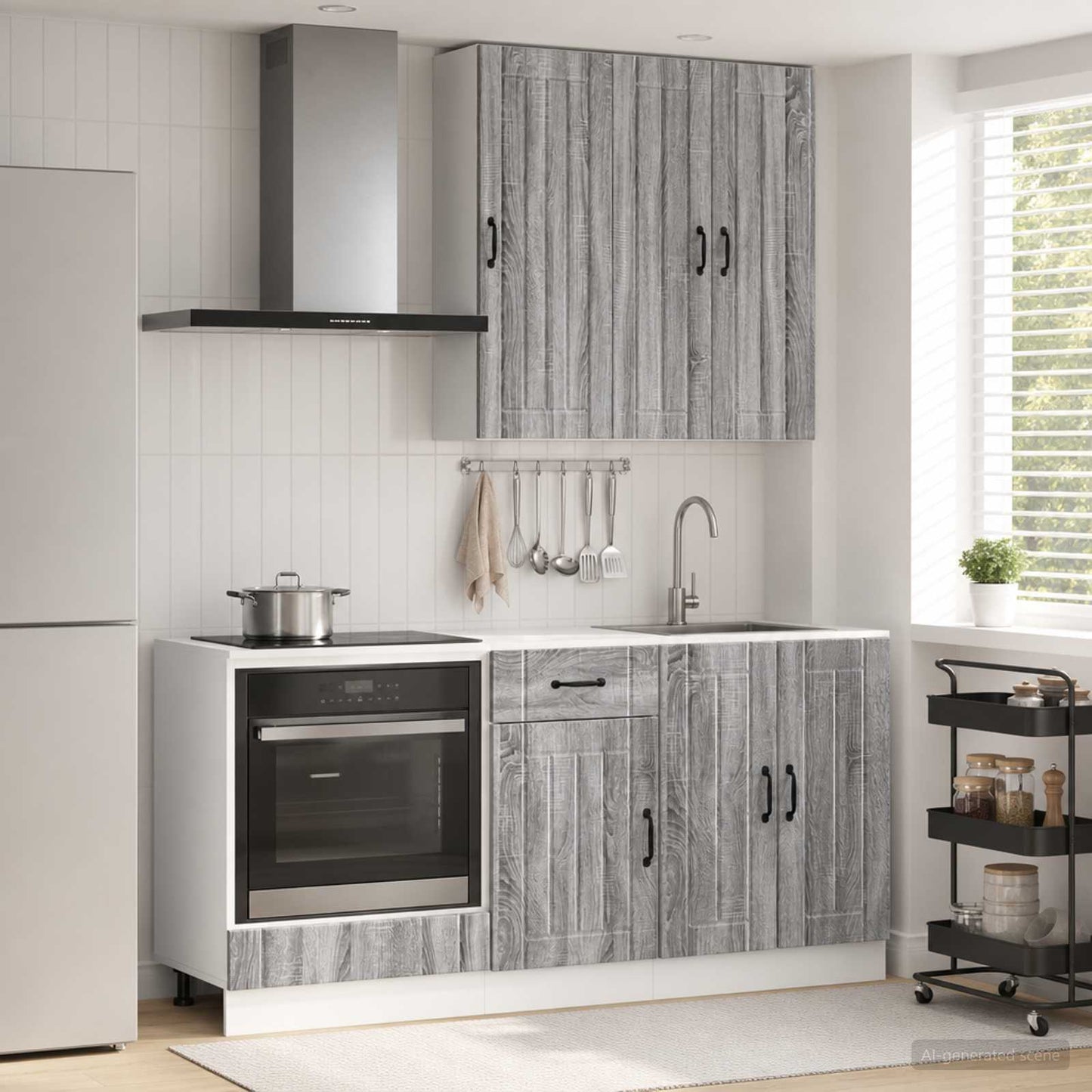 vidaXL Kitchen Unit LUCCA 5 pcs Grey Sonoma Engineered Wood