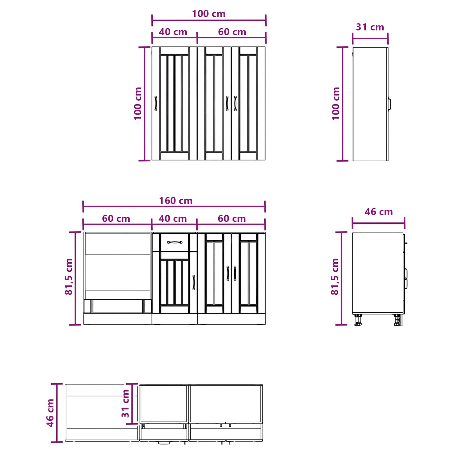 vidaXL Kitchen Unit LUCCA 5 pcs Grey Sonoma Engineered Wood