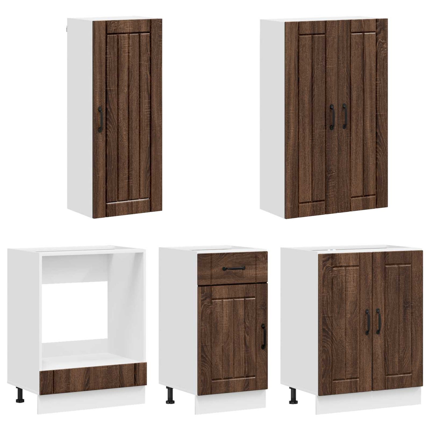 vidaXL Kitchen Unit LUCCA 5 pcs Brown Oak Engineered Wood