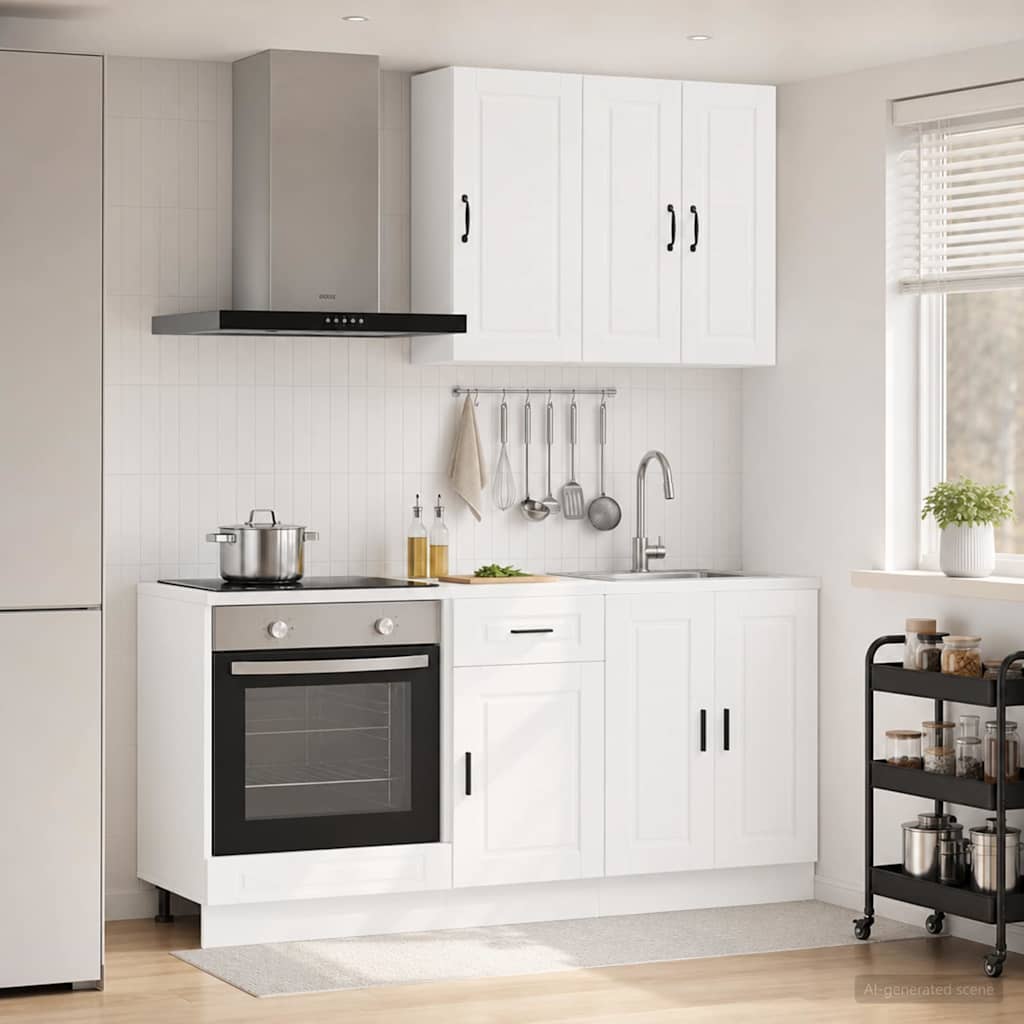 vidaXL Kitchen Unit PORTO 5 pcs White Engineered Wood