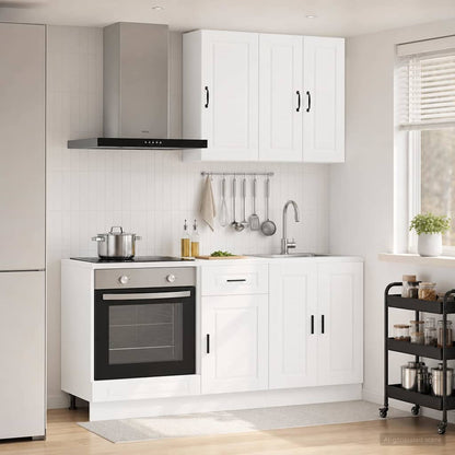 vidaXL Kitchen Unit PORTO 5 pcs White Engineered Wood