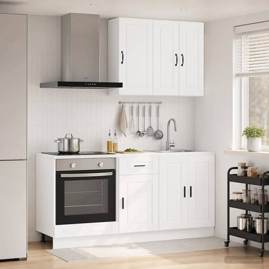 vidaXL Kitchen Unit PORTO 5 pcs White Engineered Wood