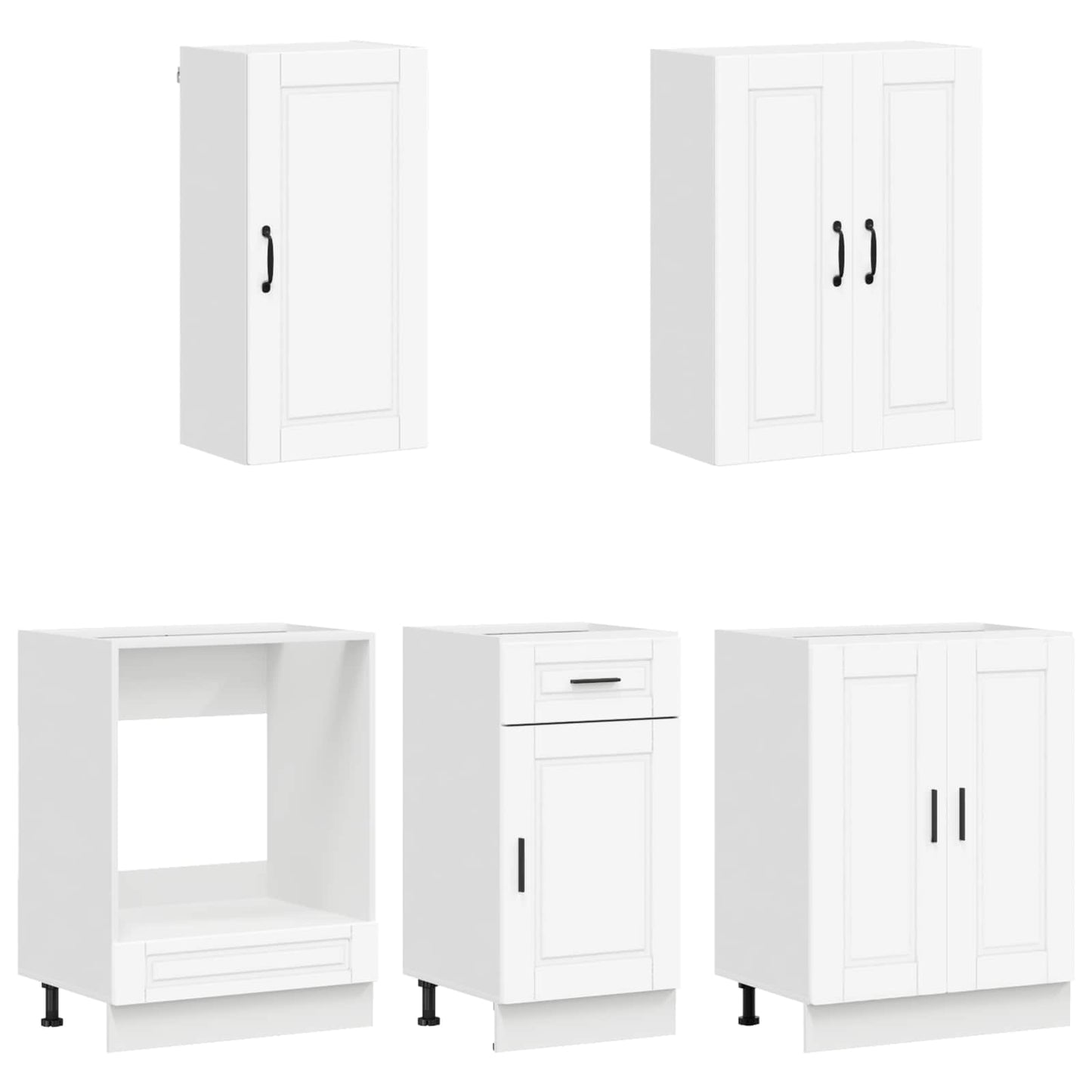 vidaXL Kitchen Unit PORTO 5 pcs White Engineered Wood