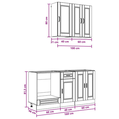 vidaXL Kitchen Unit PORTO 5 pcs White Engineered Wood
