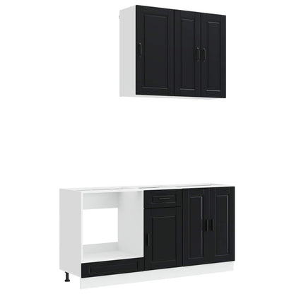 vidaXL Kitchen Unit PORTO 5 pcs Black Engineered Wood