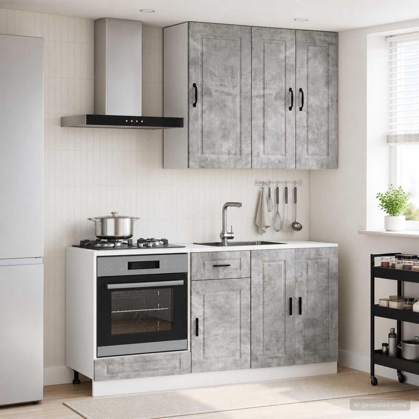 vidaXL Kitchen Unit PORTO 5 pcs Concrete Grey Engineered Wood