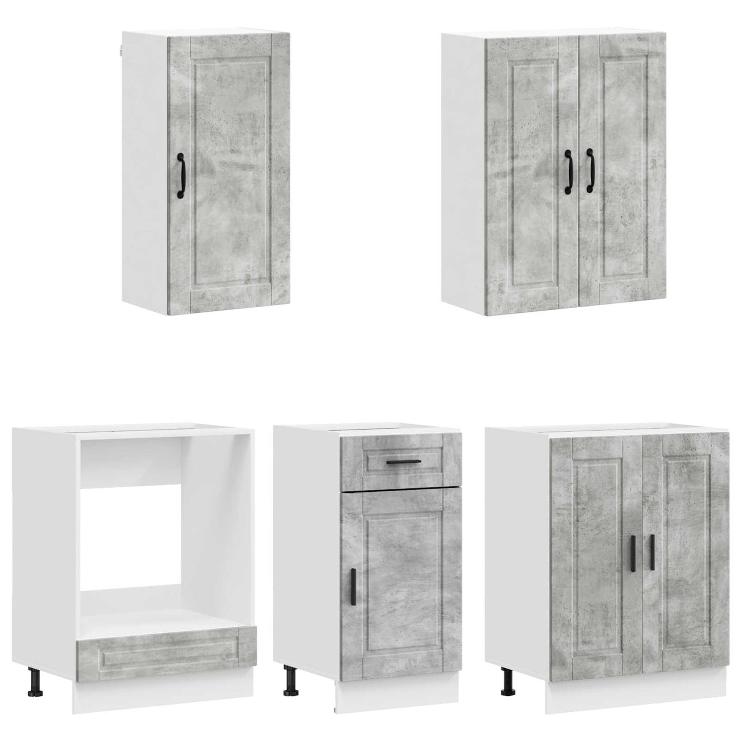 vidaXL Kitchen Unit PORTO 5 pcs Concrete Grey Engineered Wood