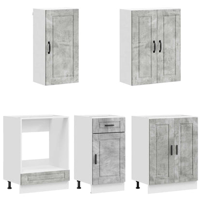 vidaXL Kitchen Unit PORTO 5 pcs Concrete Grey Engineered Wood