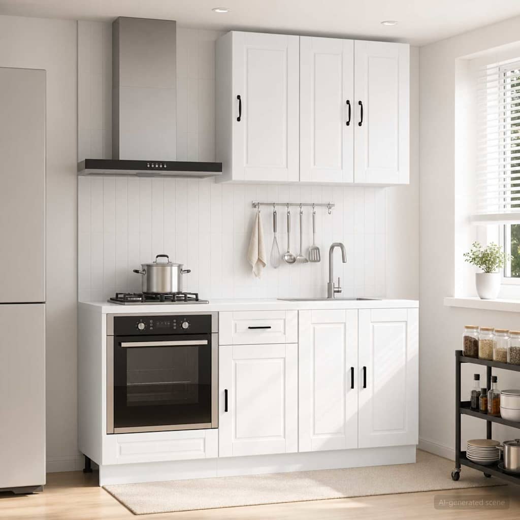 vidaXL Kitchen Unit PORTO 5 pcs High Gloss White Engineered Wood