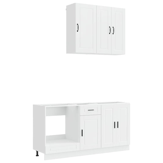 vidaXL Kitchen Unit PORTO 5 pcs High Gloss White Engineered Wood