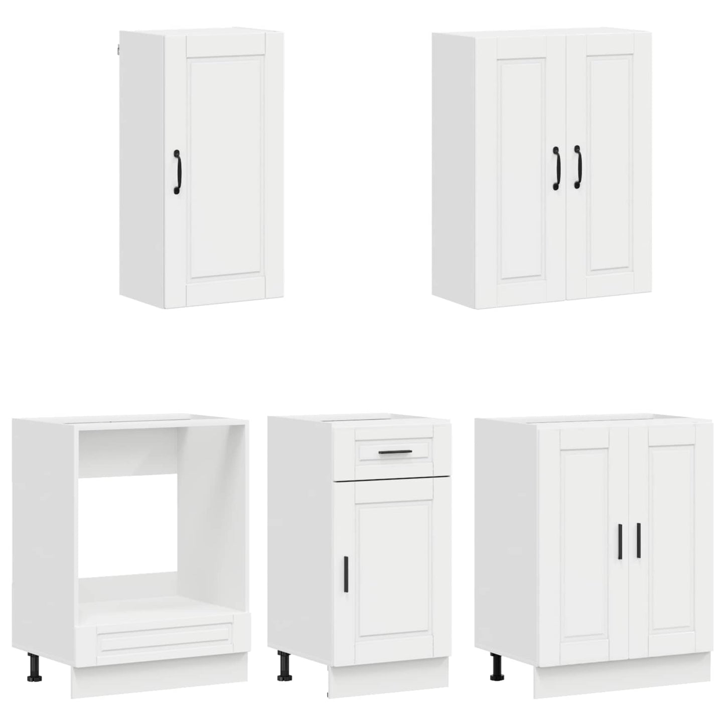 vidaXL Kitchen Unit PORTO 5 pcs High Gloss White Engineered Wood