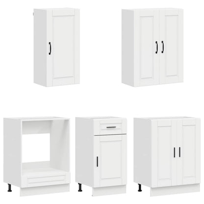 vidaXL Kitchen Unit PORTO 5 pcs High Gloss White Engineered Wood